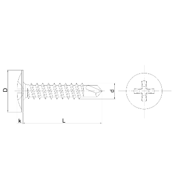Wkręt samowiercący drobnozwojny z łbem podkładkowym 200szt.